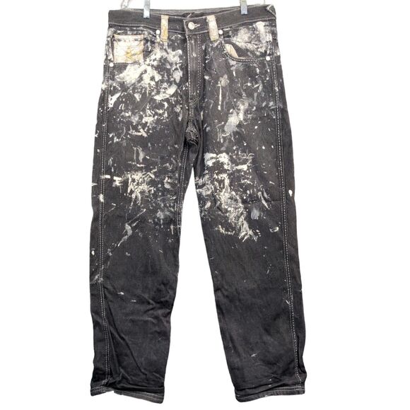 COOGI Men's Straight Leg Jeans 36x34 Black Denim Flap Back Pockets Embroidered - Picture 1 of 11